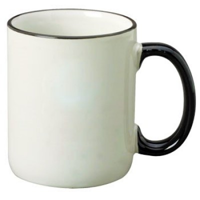 500603- BLACK/WHITE SUBLIMATION BLANK  CERAMIC COFFEE MUG